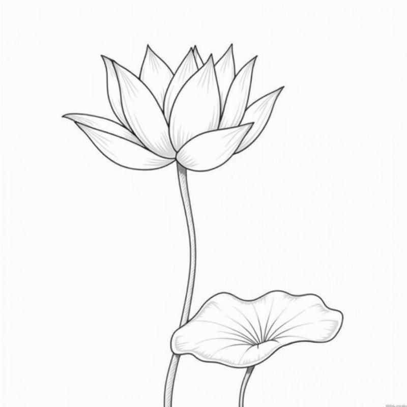 Cac buoc ve tranh hoa sen don gian, net but chi co ban cho hoc sinh tap ve hinh hoa la cuong sen.