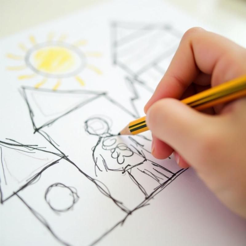 Phác thảo ý tưởng ban đầu để vẽ tranh chủ đề tự do cho học sinh tiểu học