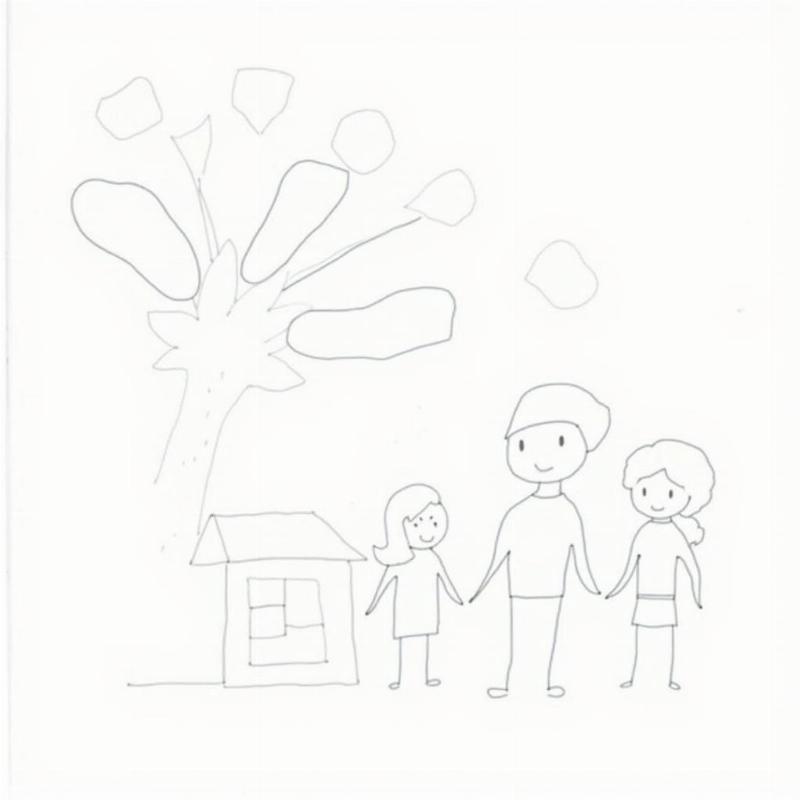 Mot buc tranh ngay Tet don gian cho be lop 2 voi banh chung hoa dao va gia dinh